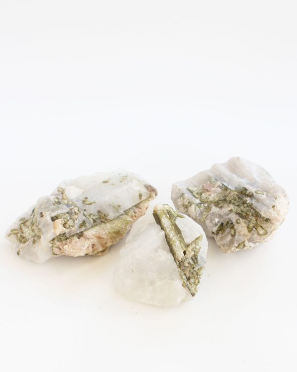 Green Tourmaline and Quartz - Set of Three