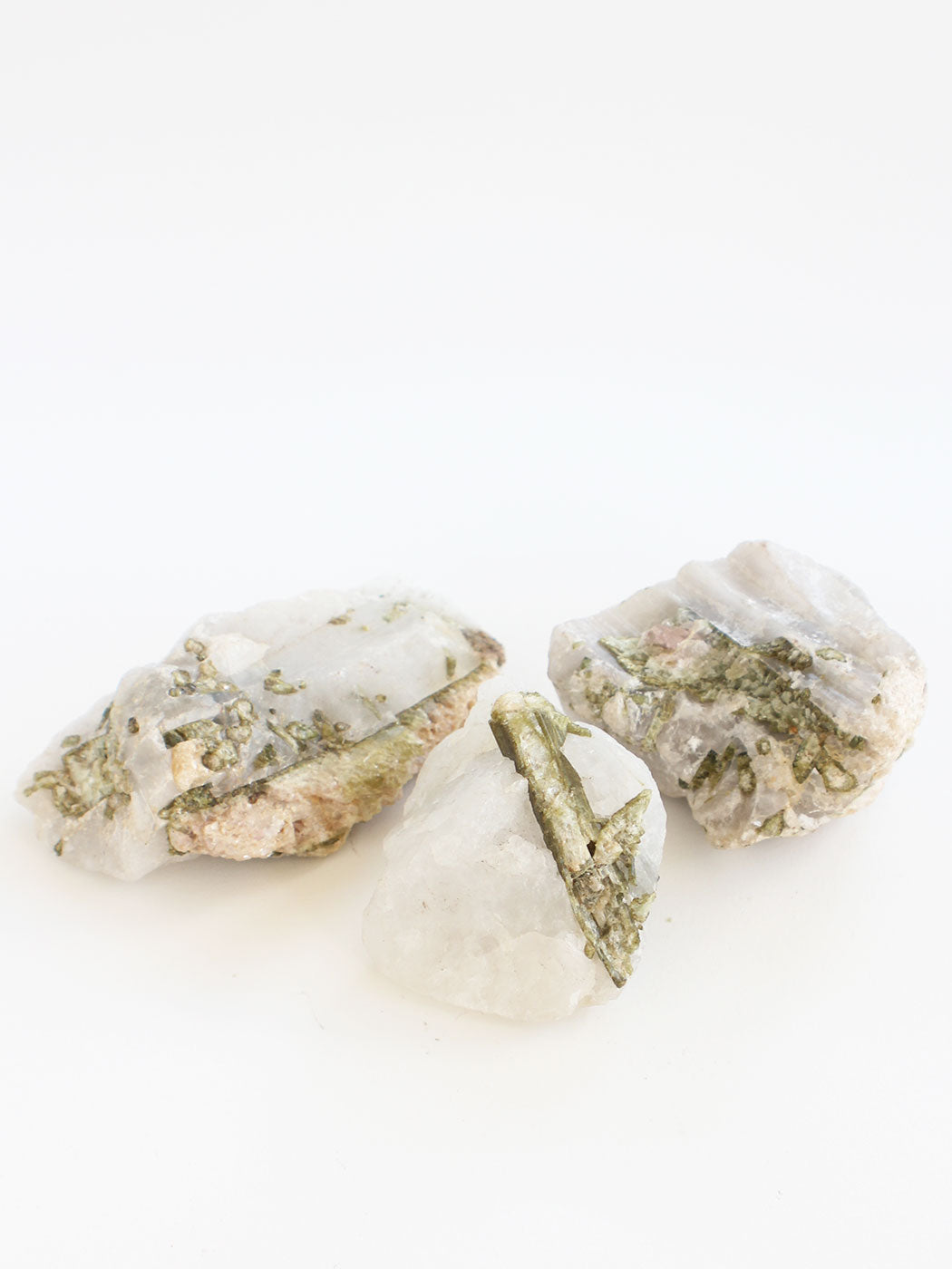 Green Tourmaline and Quartz - Set of Three